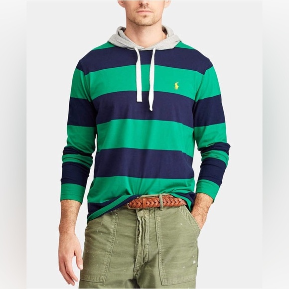 Polo Ralph Lauren Other - Polo Ralph Lauren Rugby Stripe Hoodie Tee Small Cotton Long Sleeve Preppy Logo